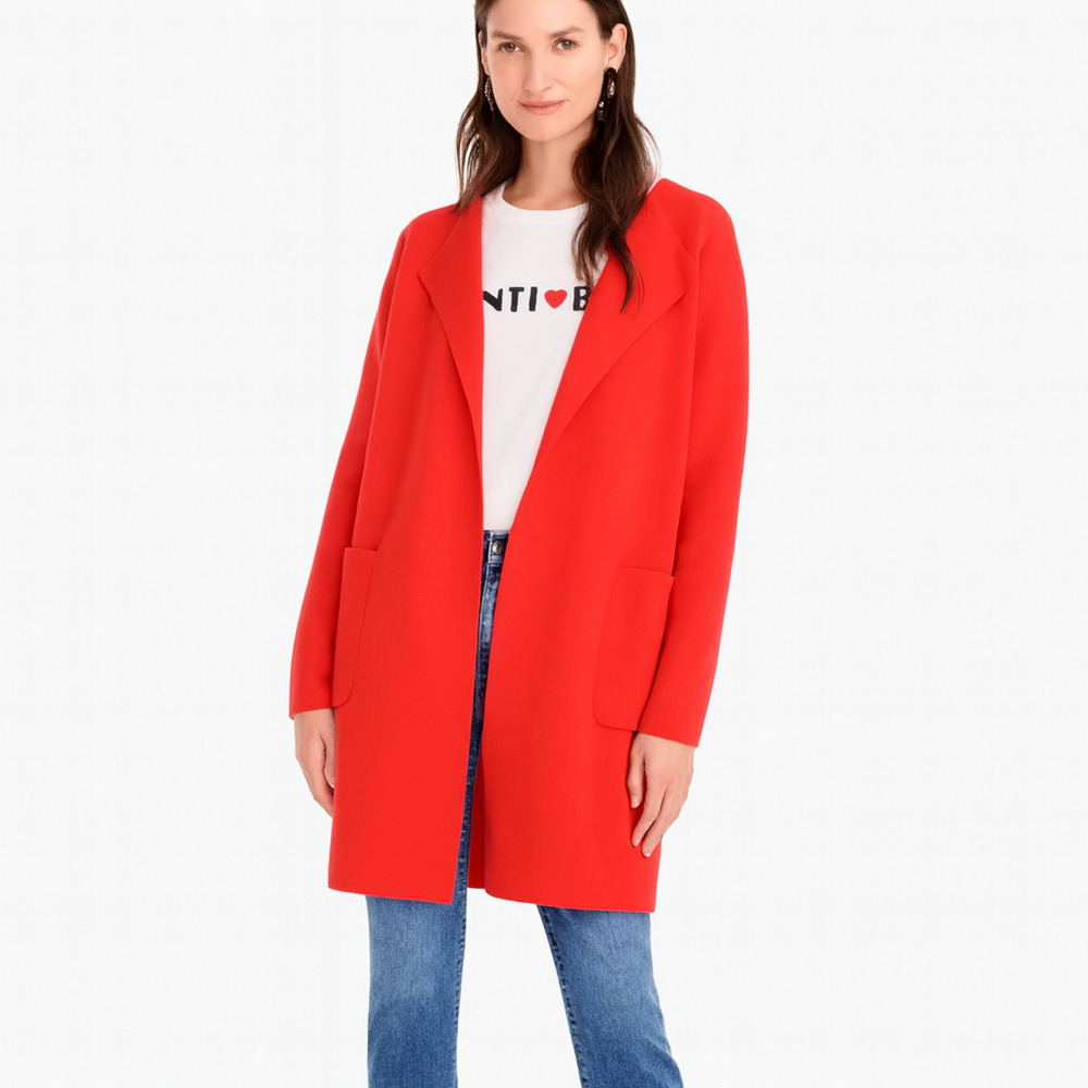 J Crew 365 Juliette Red Long Sleeve Open Front Coatigan Cardigan Sweater Size S